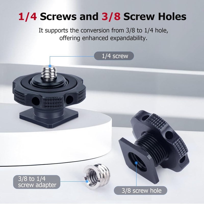 Mechrig Cold Shoe Adapter with Dual 1/4 & 3/8 Screw Mount – Aluminum Alloy Camera Mount for Tripod, Microphone, LED Light, DSLR – Anti-Scratch Quick Release (62049) - Image 5